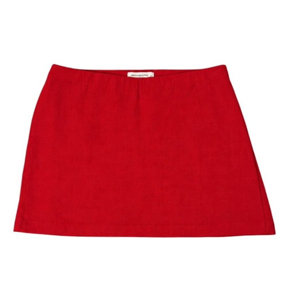 Abercrombie & Fitch Scarlett Mini Skort Red Ultra High Rise Linen Blend Size L